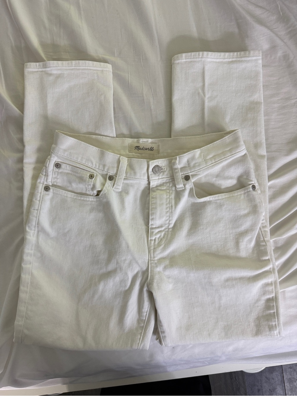 Madewell White Straight-Crop Jeans